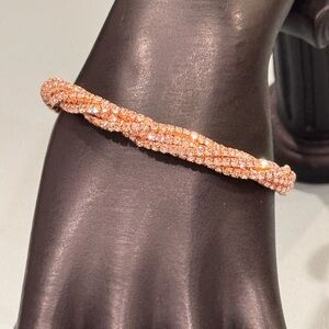NWOT Twisted Rose Gold Tone Crystal Tennis Bracelet